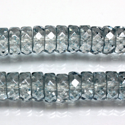 Czech Glass Fire Polished Bead - Rondelle 10x4MM LUMI COAT BLUE
