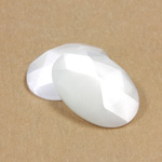 Fiber-Optic Flat Back Cabochon - Rauten Rose Oval 25x18MM CAT'S EYE WHITE
