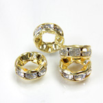 Czech Rhinestone Rondelle - Round Wavy Large Hole 08MM CRYSTAL-GOLD