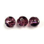 Czech Glass Lampwork Bead - Round Twist 10MM AMETHYST SILVER LINE 2002