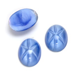 Glass Medium Dome Lampwork Cabochon - Oval 18x13MM STAR SAPPHIRE