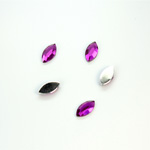 Plastic Flat Back Foiled Rose Cut Rhinestone - Navette 08x4MM FUCHSIA