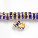 Czech Rhinestone Rondelle - Round Wavy 05MM SAPPHIRE-GOLD