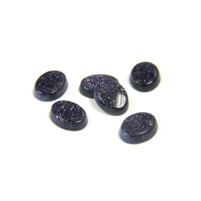 Man-made Gemstone Flat Back Single Bevel Buff Top -  Oval 08x6MM BLUE GOLDSTONE