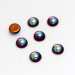 Glass Medium Dome Foiled Cabochon - Round 07MM AMETHYST AB