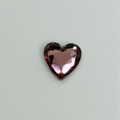 Glass Flat Back Rose Cut Fancy Foiled Stone  - Heart 12x11MM LT AMETHYST