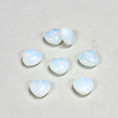 Czech Pressed Glass Bead - Smooth Heart 08x8MM WHITE OPAL