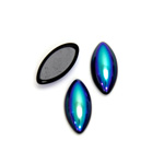 Glass Medium Dome Opaque Cabochon - Navette 15x7MM JET AB