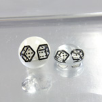 Glass Crystal Painting with Carved Intaglio Dice Round 13MM  NATURAL ON CRYSTAL