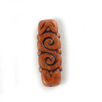 Plastic Engraved Bead - Flat Rectangle 30x11MM INDOCHINE LIGHT BROWN