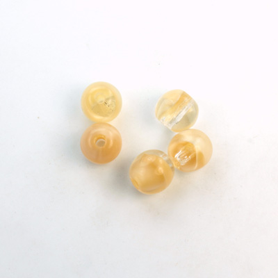 Czech Pressed Glass Large Hole Bead - Round 08MM MOONSTONE BEIGE