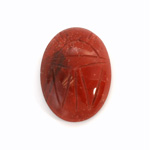 Gemstone Flat Back Carved Scarab 25x18MM RED JASPER