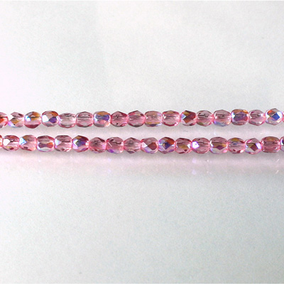Czech Glass Fire Polish Bead - Round 03MM PINK AB 45121