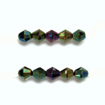 Czech Glass Fire Polished Bead - Bicone 06MM IRIS GREEN