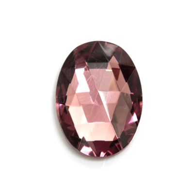 Glass Flat Back Foiled Rauten Rose - Oval 25x18MM LT AMETHYST