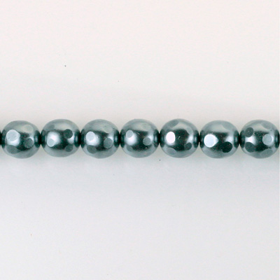 Czech Glass Pearl Bead - Round Faceted Golf 6MM DARK GREY 70445