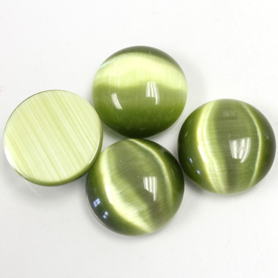 Fiber-Optic Cabochon - Round 15MM CAT'S EYE OLIVE