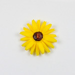 Plastic Carved No-Hole Flower - Daisy 30MM YELLOW with BROWN Center