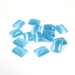 Fiber-Optic Flat Back Buff Top Straight Side Stone - Cushion 08x6MM CAT'S EYE AQUA