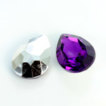 Plastic Point Back Foiled Stone - Pear 25x18MM AMETHYST