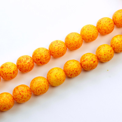 Czech Pressed Glass Bead - Smooth Round 08MM VOLCANIC COATED ORANGE
