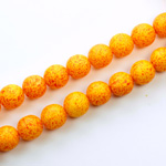 Czech Pressed Glass Bead - Smooth Round 08MM VOLCANIC COATED ORANGE