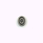 German Glass Flat Back Engraved Victorian Intaglio - Oval 10x8MM SILVER on JET