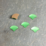 Glass Cabochon - Fan/Shell Shape 09x7MM MATTE PERIDOT Foiled