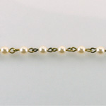 Linked Bead Chain Rosary Style with Glass Pearl Bead - Round 4MM CREME-Brass