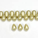 Glass Pendant Pearl Drop 8x6MM MATTE LT OLIVE