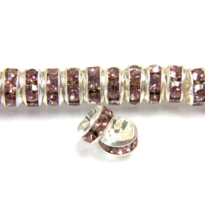 Czech Rhinestone Rondelle - Round Wavy 05MM LT AMETHYST-SILVER