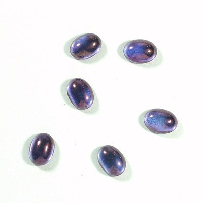 Glass Medium Dome Coated Cabochon - Oval 08x6MM LUSTER PURPLE
