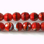 Czech Glass Fire Polish Bead - Round 10MM TIGEREYE RED