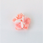 Plastic Carved No-Hole Flower - Round Bouquet 2-Tone 15MM MATTE WHITE PINK