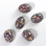 Glass Medium Dome Lampwork Cabochon - Oval 14x10MM AMETHYST OPAL (02206)