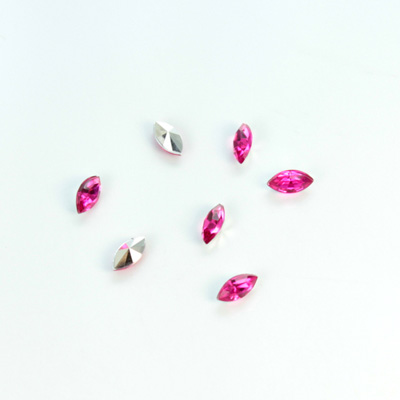 Plastic Point Back Foiled Stone - Navette 06x3MM ROSE