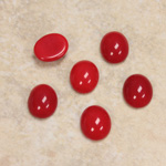 Glass Medium Dome Opaque Cabochon - Oval 10x8MM CHERRY RED