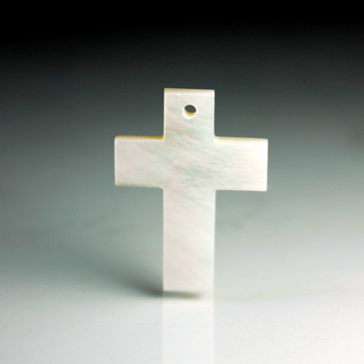Shell Pendant - Smooth Flat Cross 25x18MM WHITE MOP