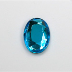 Glass Flat Back Rose Cut Faceted Foiled Stone - Oval 18x13MM AQUA