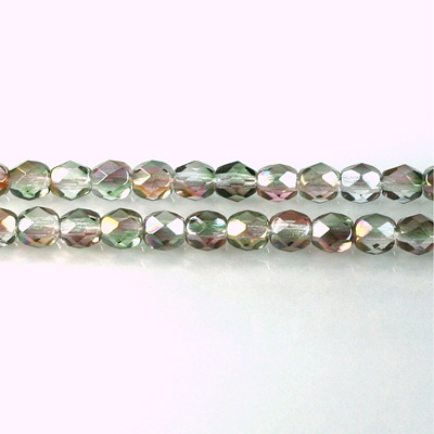 Czech Glass Fire Polish Bead - Round 05MM GREEN-ROSE 91001