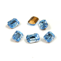 Swarovski Crystal Foiled Point Back Tin Table Cut (TTC) Fancy Stone - Cushion Octagon 06x4MM AQUAMARINE