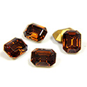 Swarovski Crystal Foiled Point Back Tin Table Cut (TTC) Fancy Stone - Cushion Octagon 08x6MM SMOKE TOPAZ