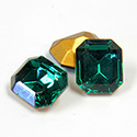 Swarovski Crystal Foiled Point Back Tin Table Cut (TTC) Fancy Stone - Cushion Octagon 12x10MM EMERALD