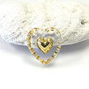 German Glass Engraved Buff Top Intaglio Pendant - HEART Heartshape 15x14MM CRYSTAL GOLD