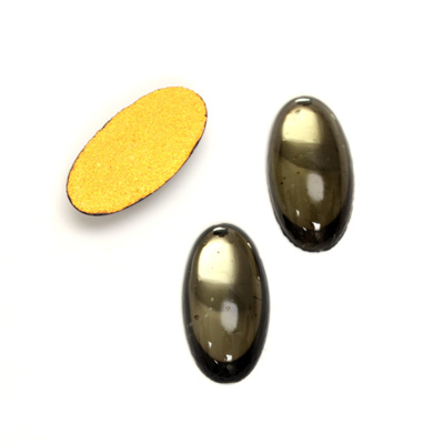 Glass Medium Dome Foiled Cabochon - Oval 18x9MM BLACK DIAMOND