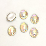 Glass Medium Dome Foiled Cabochon - Coated Oval 10x8MM CRYSTAL AB