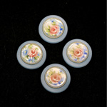 German Plastic Porcelain Decal Painting - Flowers (2051) Round 18MM MATTE CRYSTAL ON MATTE LIGHT SAPPHIRE