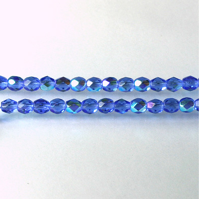 Czech Glass Fire Polish Bead - Round 04MM SAPPHIRE AB