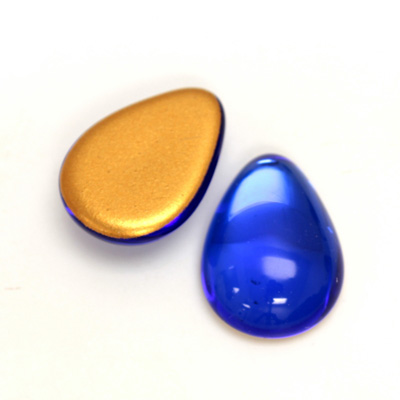 Glass Medium Dome Foiled Cabochon - Pear 25x18MM SAPPHIRE