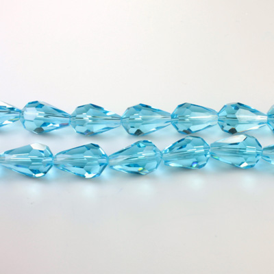 Chinese Cut Crystal Bead - Pear 11x7MM AQUA